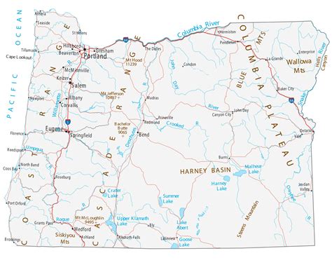 Oregon Map â€“ Roads And Cities Large Map Vivid Imagery 20 Inch By 30