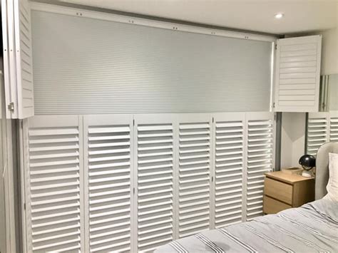The curtain can be very useful to prevent the sunlight inside the room. Shutters for Large Floor to Ceiling Flat Bay Window in ...