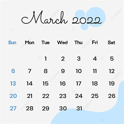 Gambar Kalender Maret 2022 Dengan Latar Belakang Abstrak Estetika Biru