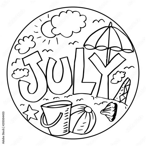 Free Printable July Coloring Page Made With Happy