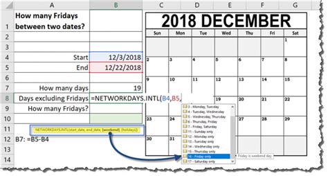 Count Day Of Week Between Dates In Excel How Many Fridays Xelplus