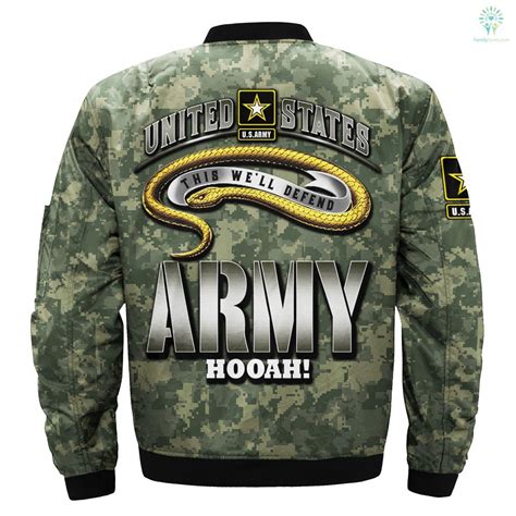 United States Army This Well Defend Hooah Over Print Bomber Jacket V3