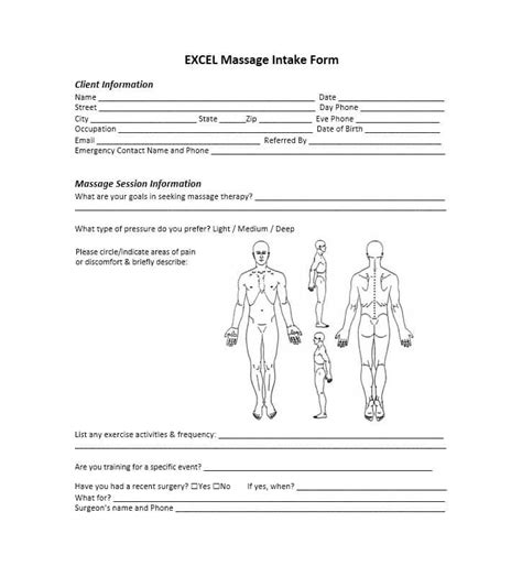 59 Best Massage Intake Forms For Any Client Printable Templates Massage Intake For Massage