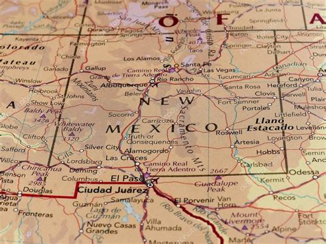 Nuevo México Mapa Del Estado Con Enfoque Selectivo — Foto Editorial De