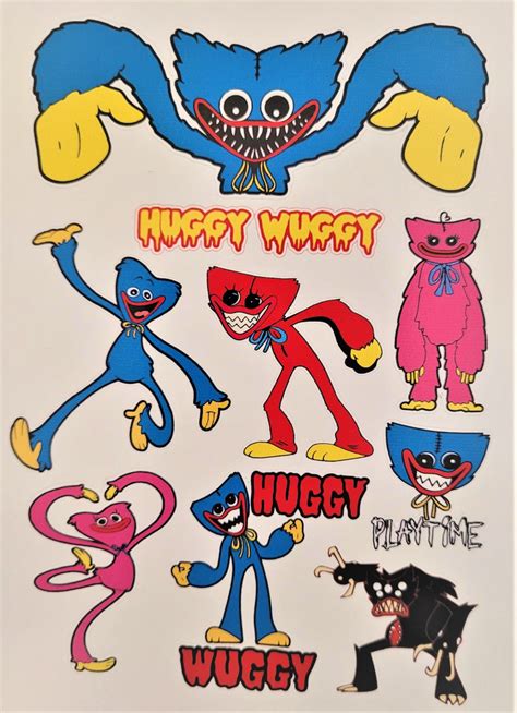 Huggy Wuggy And Kissy Poppy Play Time Waterproof Vinyl Stickers Etsy