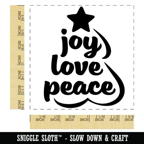 Joy Love Peace Christmas Tree Square Rubber Stamp For Stamping Etsy