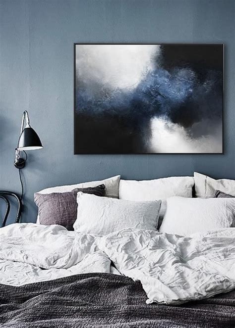 Shop our quality framed artwork & save big. Blue abstract art black white painting large abstract ...