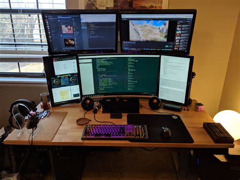 My 5 Monitor Sitstand Workstation For Web Development Computer Desk