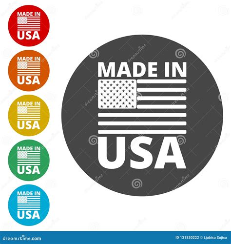Vector Made In Usa Icon And Logo Set Stock Vector Illustration Of