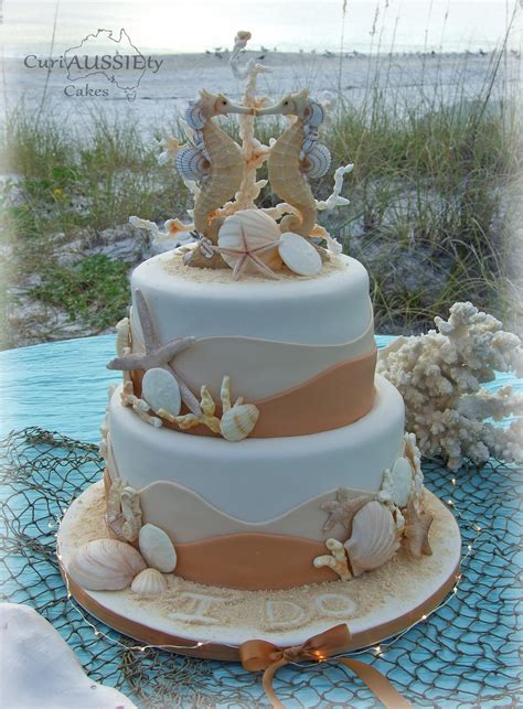 Sea Horse Beach Theme Wedding Cake