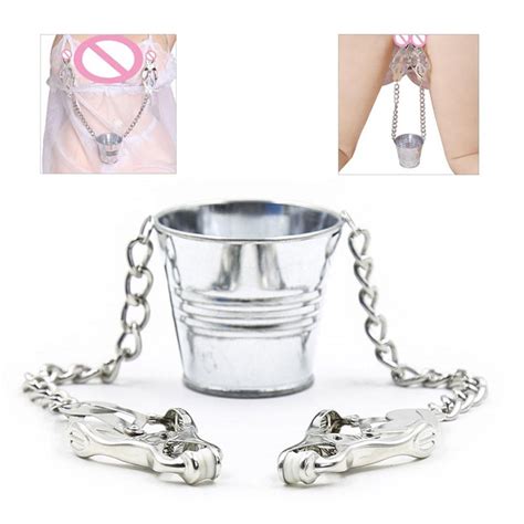 Bdsm Metal Nipple Clamps Labia Breast Clip Chain Slave Torture