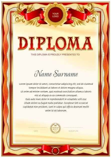Plantilla En Blanco De Diploma Vintage Vector Premium