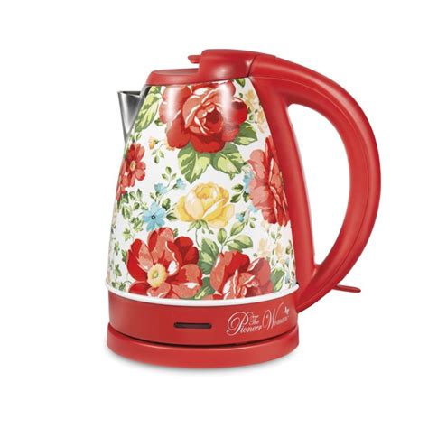It's nice to be able to keep a pot of hot water going to have tea, hot chocolate, or instant soup whenever we want. The Pioneer Woman Electric Kettle, Vintage Floral Red, 1.7 ...