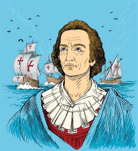 Cristóbal Colón retrato en línea ilustración de arte 2023