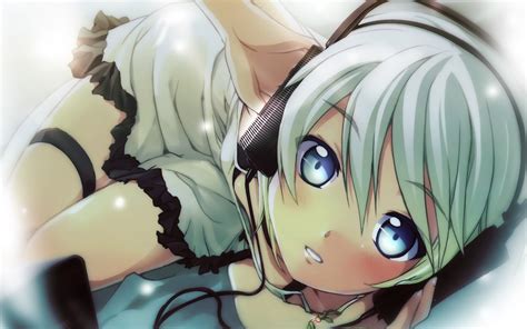 Headphones Dress Blue Eyes Anime Girls Original Characters