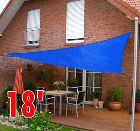 * need 2 people when setting up the shade sail extension pole kit. 18' Triangle Outdoor Patio Sun Shade Sail Canopy - Blue ...
