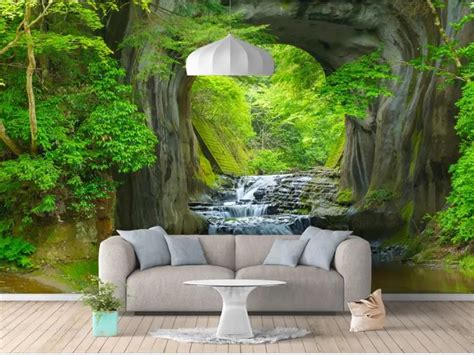 3d Wallpaper Photo Wallpaper Custom Living Room Mural Waterfall Forest