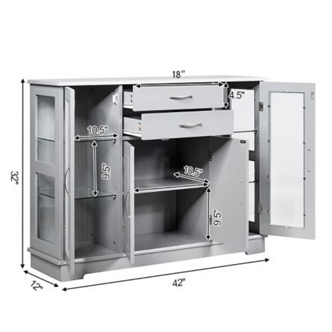 Costway Sideboard Buffet Server Storage 32 Cabinet W 2 Drawers 3
