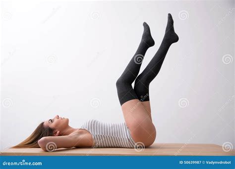 Woman In Bodysuit Lying On The Table Stock Image Image Of Face Fashion