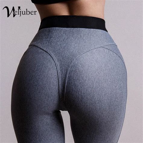 weljuber women patchwork yoga pants sexy push up hips leggings 2018 new slim high waist
