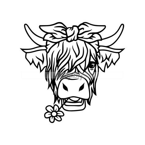 Highland Cow Svg Cow Svg Digital Clipart Png Dxf Eps Pdf Coloring Home