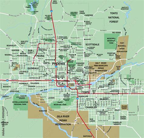 Phoenix Az Metro Area Map Stock Illustration Adobe Stock