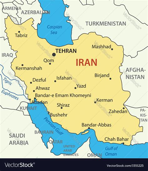 Iran map, explore administrative divisions, cities, history, geography, culture, education through informative political, physical, location, outline, thematic and other important iran maps. Islamic republic iran - map Royalty Free Vector Image