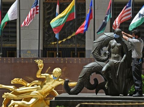 See Rockefeller Center Statues Don Masks As Nyc Enters Phase 2
