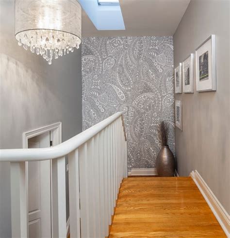 Less of a hassle than wallpapering or repainting an entire room one of the easiest ways to create an accent wall is to add paint! Wallpaper at top of staircase top floor? | Staircase wall ...