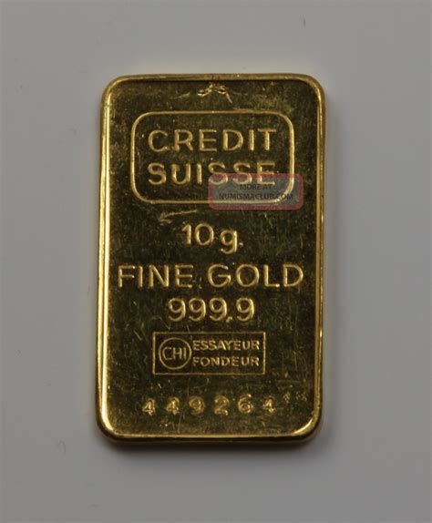 10 Gram Credit Suisse 24k Gold Bar 9999