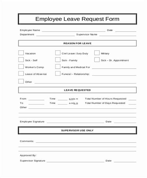 Sick Leave Form Template Awesome 16 Leave Request Form Sample Free