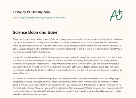 Science Boon And Bane Essay Example 300 Words