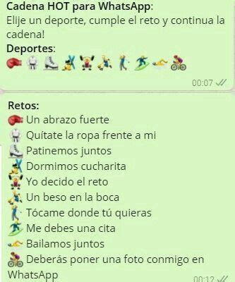 Algunos de estos juegos para jugar en whatsapp son Reto para wasap | Retos para whatsapp atrevidos, Juegos ...