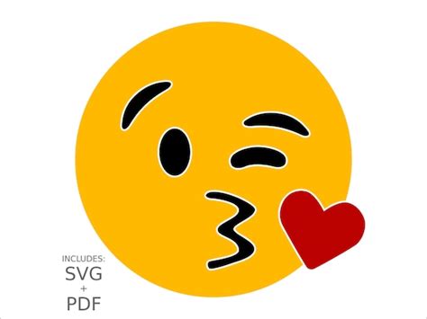 Kiss Emoji Svg Wink Kiss Face Clipart Kissing Smiley Face Etsy Canada