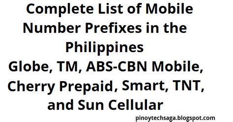 Complete List Of Mobile Number Prefixes In The Philippines 2019