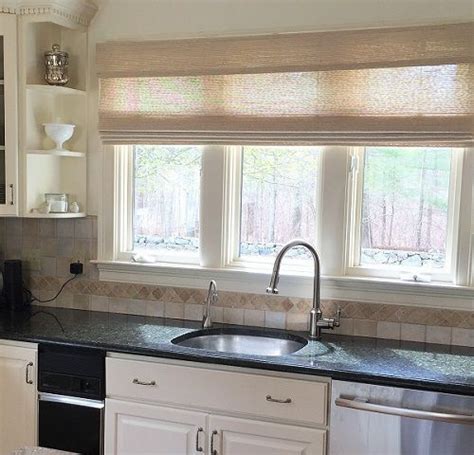 Wood blinds blinds & shades : White Woven Wood Shades over kitchen sink! | Kitchen ...