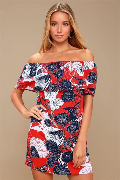 Others Follow Meadow Red Floral Dress Floral Print Dress Lulus