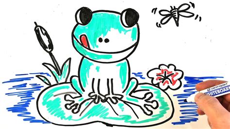 How To Draw Cute Frog Easy 🐸 Drawing On A Whiteboard Youtube