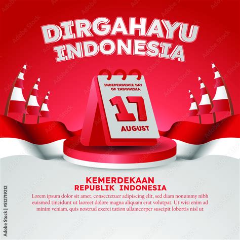hari kemerdekaan indonesia means indonesian independence day poster social media post stock