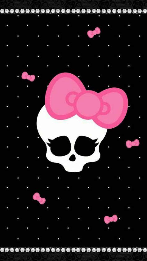 Hello Kitty Skull Black And Pink Style With Diamond Background