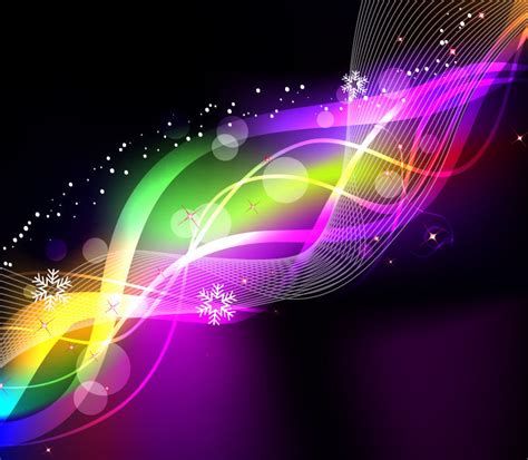 Rainbow Neon Glow Waves And Lines Background Vector Download