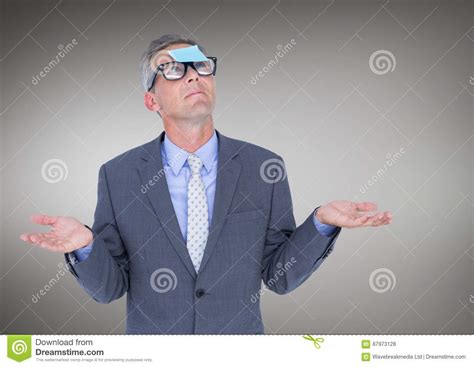 Businessman With Sticky Note On Forehead Stock Photo Cartoondealer Com