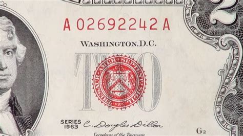 1963 Series Two Dollar Bill Red Insignia