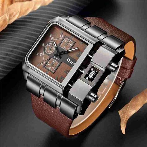 Unique Design Square Men Wristwatch Wide Big Dial Quartz Male Sport