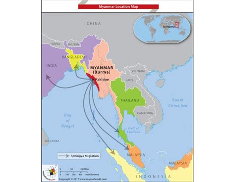 Buy Printed Myanmar Location Map