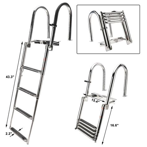 Buy Novelbee 4 Steps 316 Stainless Steel Pontoon Boat Ladderfolding