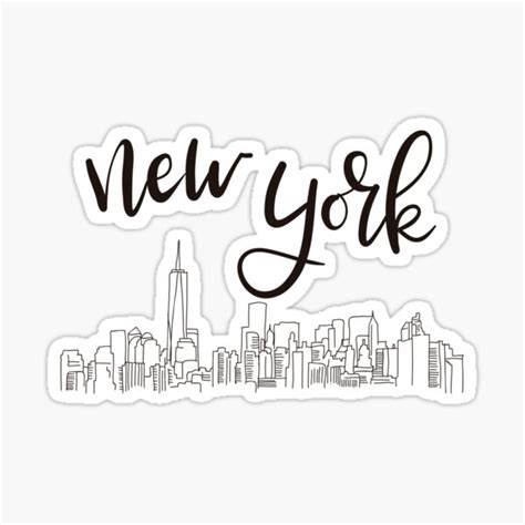 New York City Manhattan Skyscraper Calligraphy Skyline Sticker For