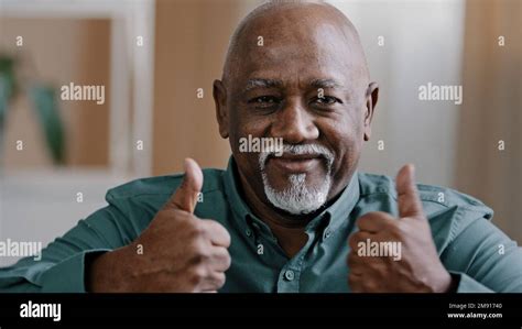 Portrait Of Happy Elderly African American Man Smiling Old Senior