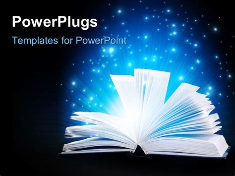 Powerpoint Template Open Book With Pages Fanned Giving Off Lights On