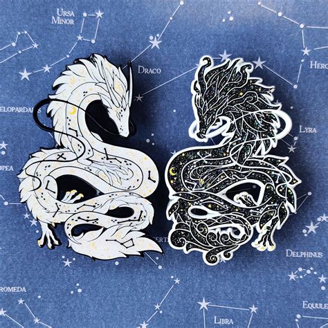 Black And White Dragons Enamel Pins Noisywyvern